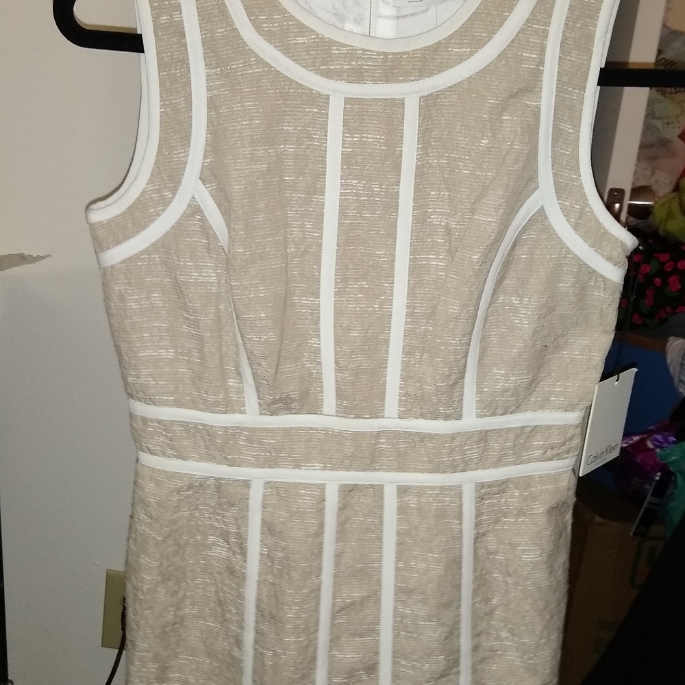 CALVIN KLEIN NWT SZ 4 tailored linen tweed dress